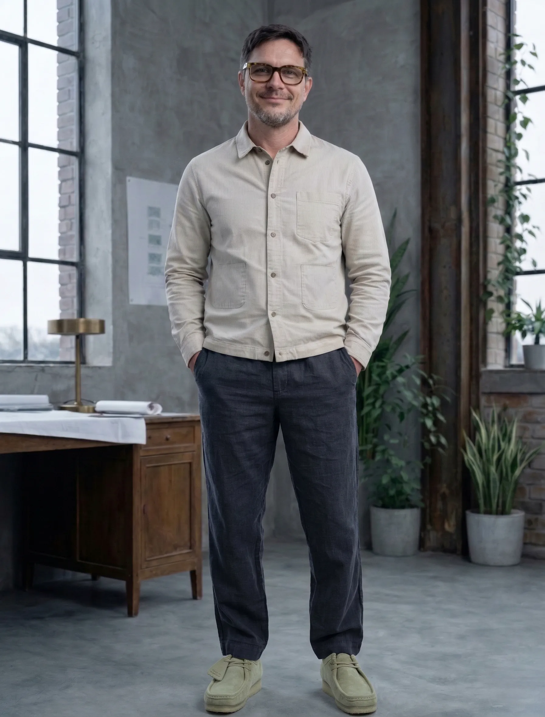 KAUFAST founder standing in a modern industrial office with concrete walls and large windows