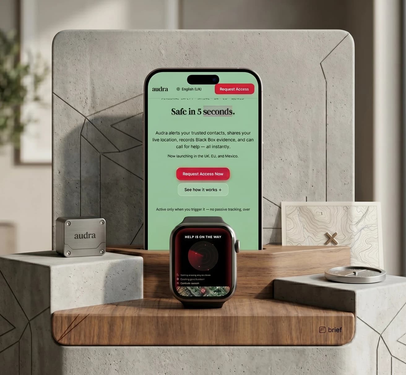 Audra — Personal safety app for women — one gesture, five simultaneous SOS streams