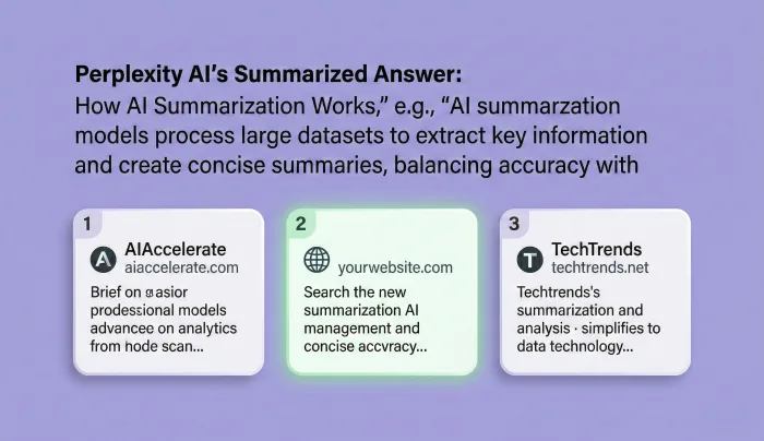 Perplexity AI search result page showing a summarised answer with numbered source citations linking to original websites